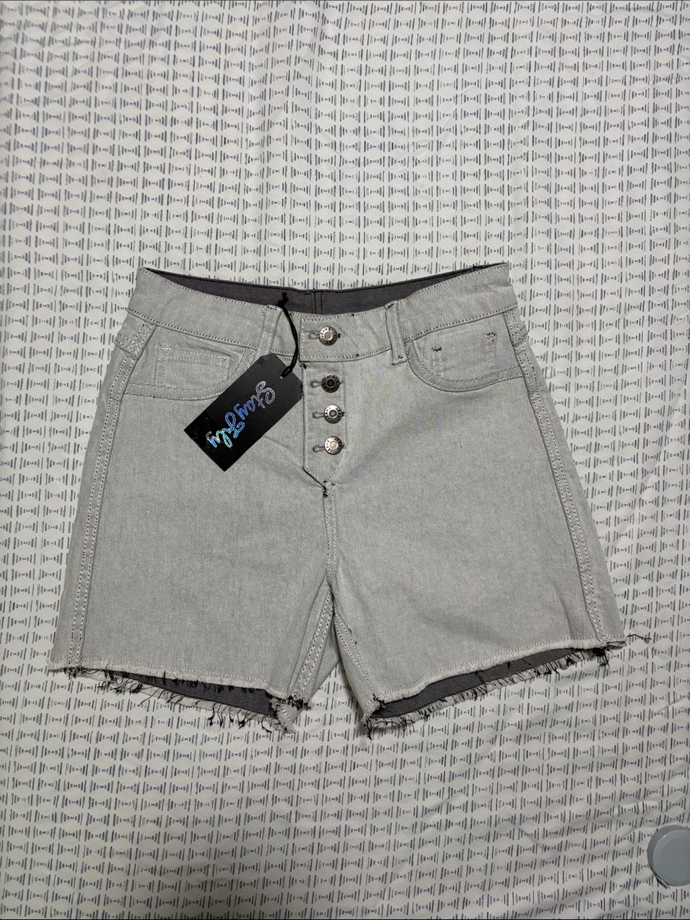 Gray Frayed Hem Women's Denim Shorts size small 2 FLY Co